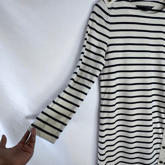Veronica Beard Womens Ruta Ivory Stripe Cotton Mini Dress Long Sleeve Size Small - Picture 4 of 12